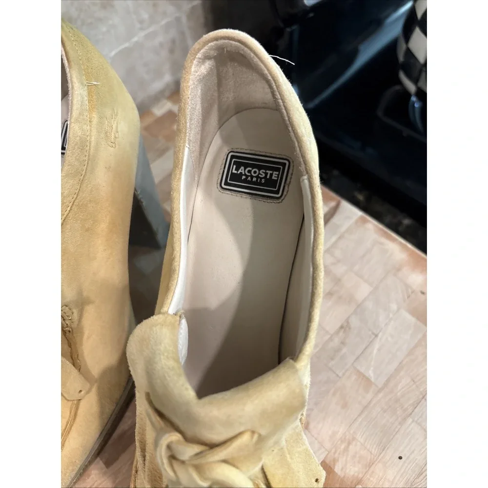 LACOSTE Paris Lahila Chunky Heels Pumps Camel Brown suede platform Y2k 9.5